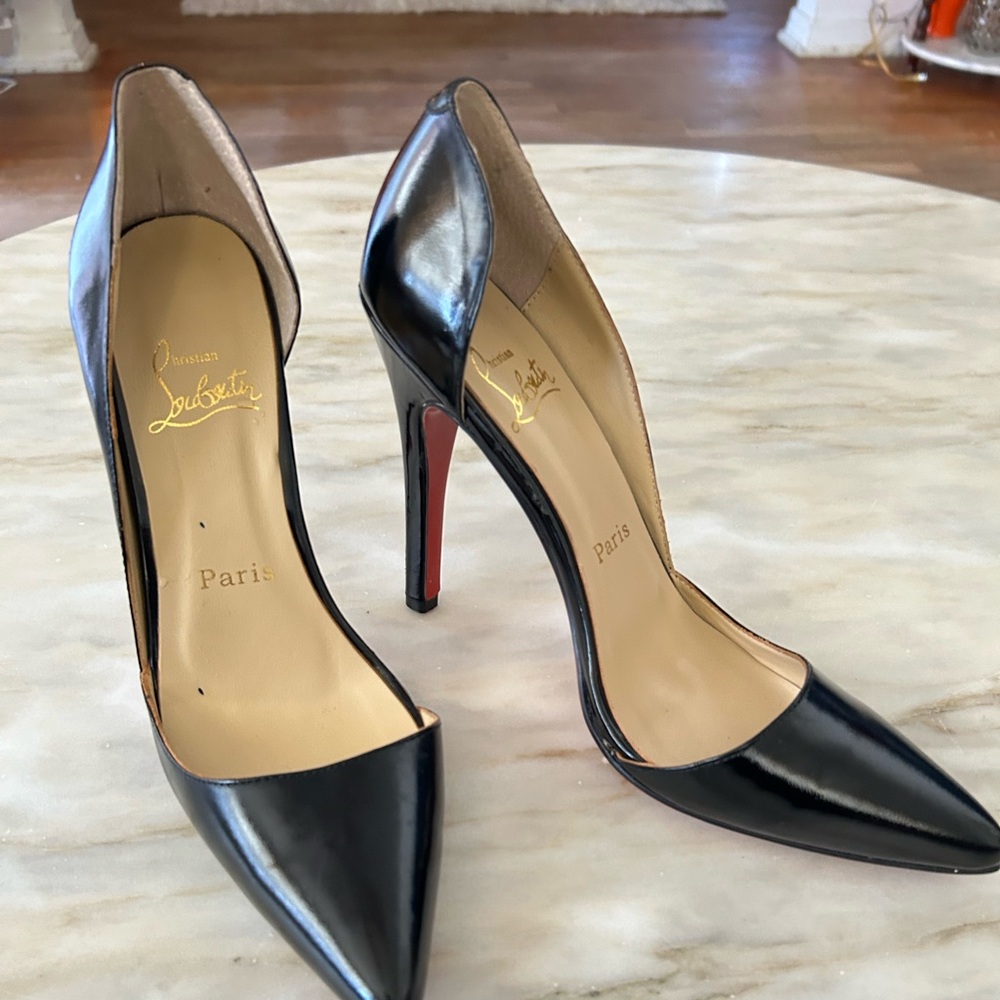 Christian Louboutin Black leather Pointed Stiletto Pumps with Red Soles - Picture 6 of 10